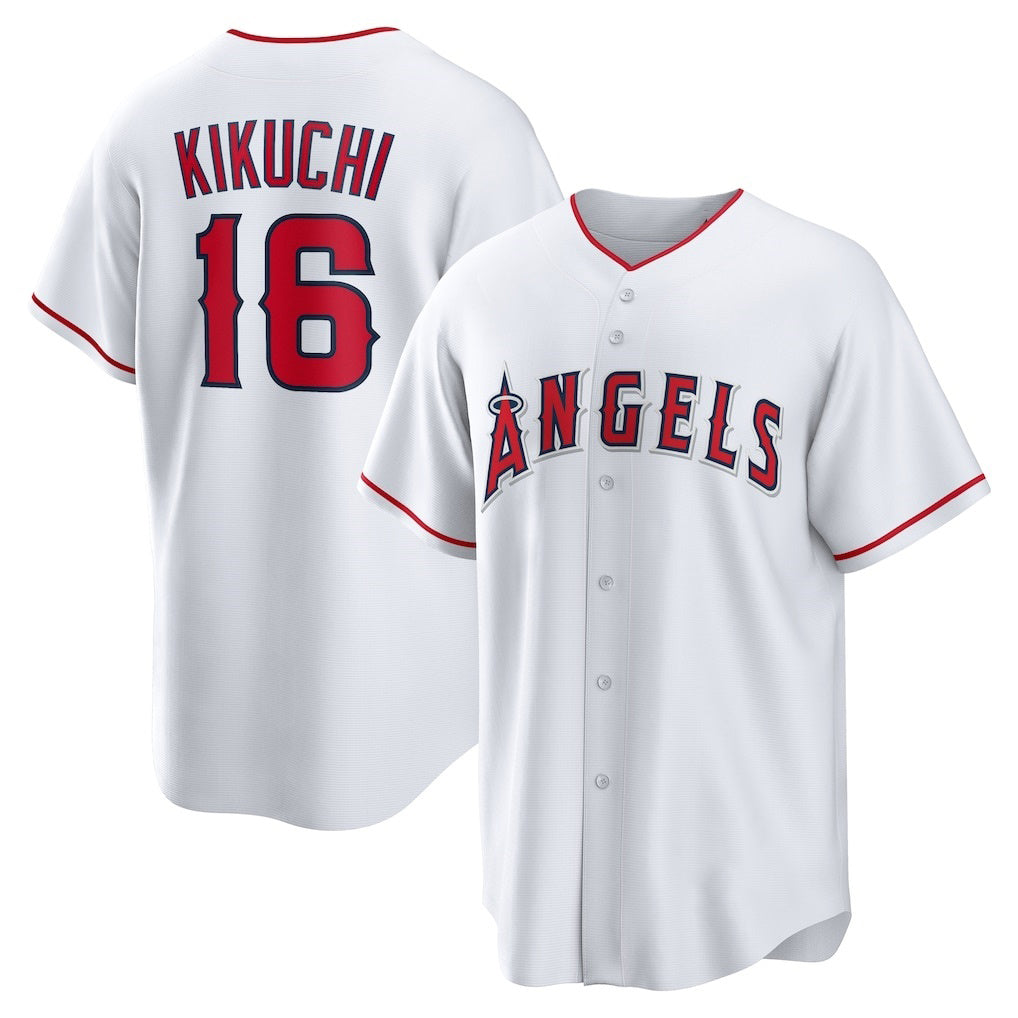 Los Angeles Angels #16 Yusei Kikuchi White Puhics Home Replica Jersey