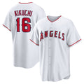 Los Angeles Angels #16 Yusei Kikuchi White Puhics Home Replica Jersey