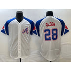 Atlanta Braves #28 Matt Olson White Puhics 2023 City Connect Flex Base Stitched Jersey