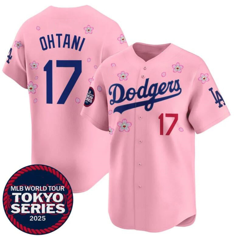 Los Angeles Dodgers #17 Shohei Ohtani Pink Puhics 2025 Tokyo Series Limited Stitched Jersey