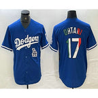 Los Angeles Dodgers #17 Shohei Ohtani Mexico Blue Puhics Cool Base Stitched Jersey 2
