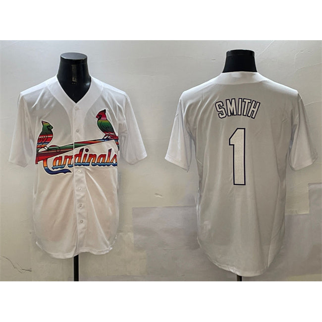 St. Louis Cardinals #1 Ozzie Smith White Puhics Cool Base Stitched Jersey