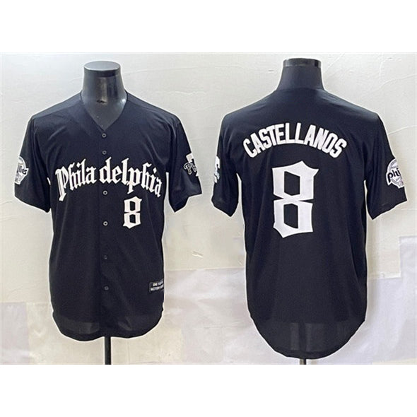 Philadelphia Phillies #8 Nick Castellanos Black Puhics Gothic Vapor Limited Stitched Jersey