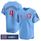Chicago Cubs #4 Pete Crow-Armstrong Blue Puhics 'Ryne Sandberg Tribute' Vapor Limited V3 Stitched Jersey