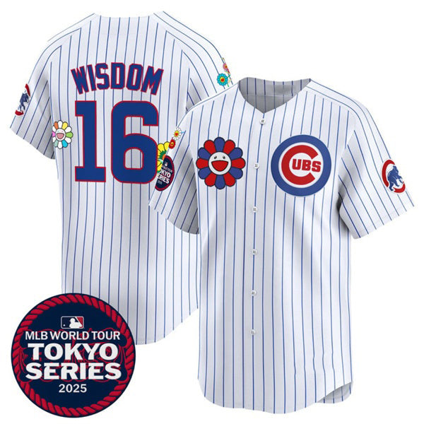 Chicago Cubs #16 Patrick Wisdom White Puhics 2025 Tokyo Series Limited Stitched Jersey