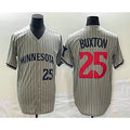 Minnesota Twins #25 Byron Buxton Number 2023 Grey Puhics Home Team Cool Base Stitched Jersey