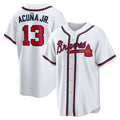 Atlanta Braves #13 Ronald Acuna Jr. White Puhics Home Replica Player Name Jersey