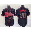 Cincinnati Reds #30 Ken Griffey Jr Number Black Puhics 2023 City Connect Cool Base Stitched Jersey 2