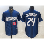 Detroit Tigers #24 Miguel Cabrera Number Navy Puhics 2024 City Connect Cool Base Limited Stitched Jersey