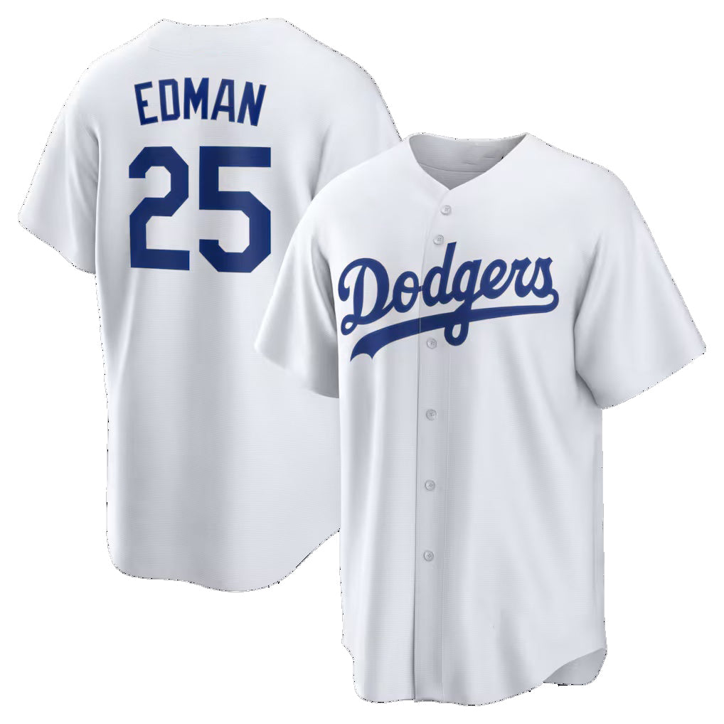 Los Angeles Dodgers #25 Tommy Edman White Puhics Home Replica Jersey