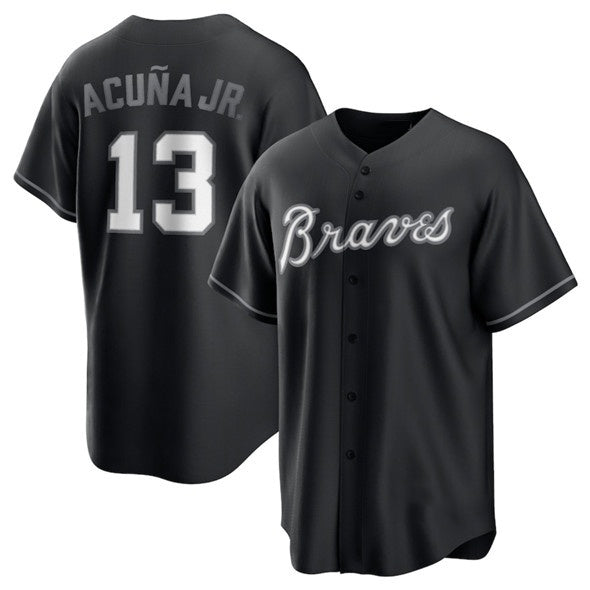 Atlanta Braves #13 Ronald Acuna Jr. Black Puhics Lights Out Limited Stitched Jersey