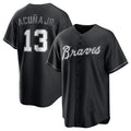 Atlanta Braves #13 Ronald Acuna Jr. Black Puhics Lights Out Limited Stitched Jersey