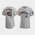 Houston Astros #45 Ryne Stanek Gray Puhics 60th Anniversary Flex Base Stitched Jersey