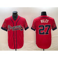 Atlanta Braves #27 Austin Riley Red Puhics City Connect Cool Base Stitched Jersey