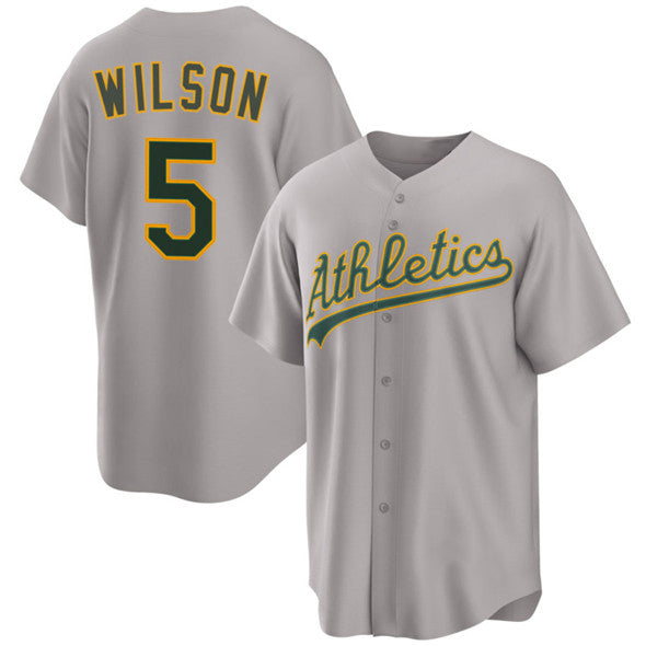 Oakland Athletics #5 Jacob Wilson Gray Puhics 2024 Away Limited Stitched Jersey