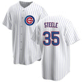 Chicago Cubs #35 Justin Steele Home White Puhics Cool Base Jersey