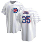 Chicago Cubs #35 Justin Steele Home White Puhics Cool Base Jersey
