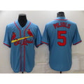 St. Louis Cardinals #5 Albert Pujols Light Blue Puhics Stitched Cool Base Jersey