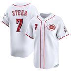 Cincinnati Reds #7 Spencer Steer White Puhics Home Limited Player Jersey