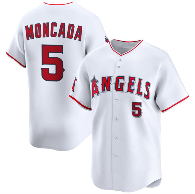 Los Angeles Angels #5 Yoan Moncada White Puhics Home Limited Stitched Jersey