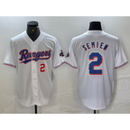 Texas Rangers #2 Marcus Semien Number White Puhics 2023 World Series Champions Cool Base Jerseys