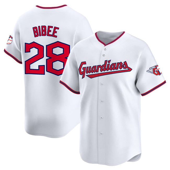 Cleveland Guardians #28 Tanner Bibee White Puhics Home Limited Stitched Jersey