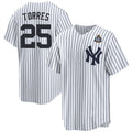 New York Yankees #25 Gleyber Torres White Puhics 2024 World Series With Name Cool Base Stitched Jersey