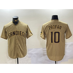 San Diego Padres #10 Jurickson Profar Khaki Puhics Team Logo Cool Base Jersey 2