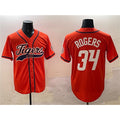 Detroit Tigers #34 Jake Rogers Orange Puhics With Patch Cool Base Stitched Jersey