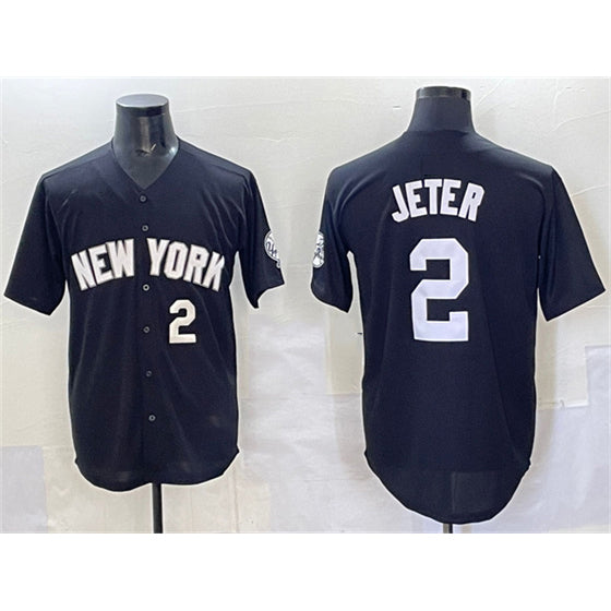 New York Yankees #2 Derek Jeter Black Puhics Limited Stitched Jersey