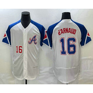 Atlanta Braves #16 Travis dArnaud Number White Puhics 2023 City Connect Flex Base Stitched Jersey 2