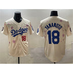 Los Angeles Dodgers #18 Yoshinobu Yamamoto Cream Puhics 2025 Tokyo Series Limited Stitched Jersey