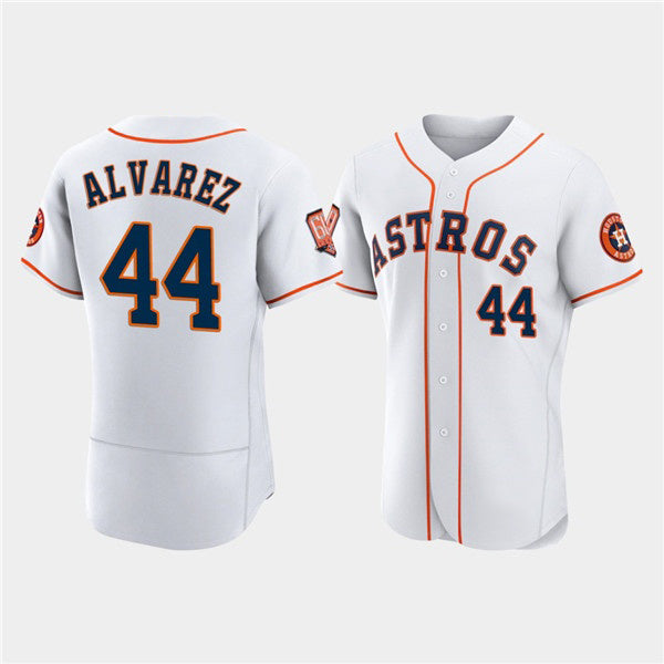Houston Astros #44 Yordan Alvarez White Puhics 60th Anniversary Flex Base Stitched Jersey