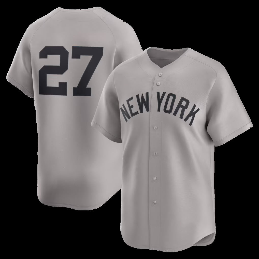 New York Yankees #27 Giancarlo Stanton Gray Puhics Road Limited Player Jersey