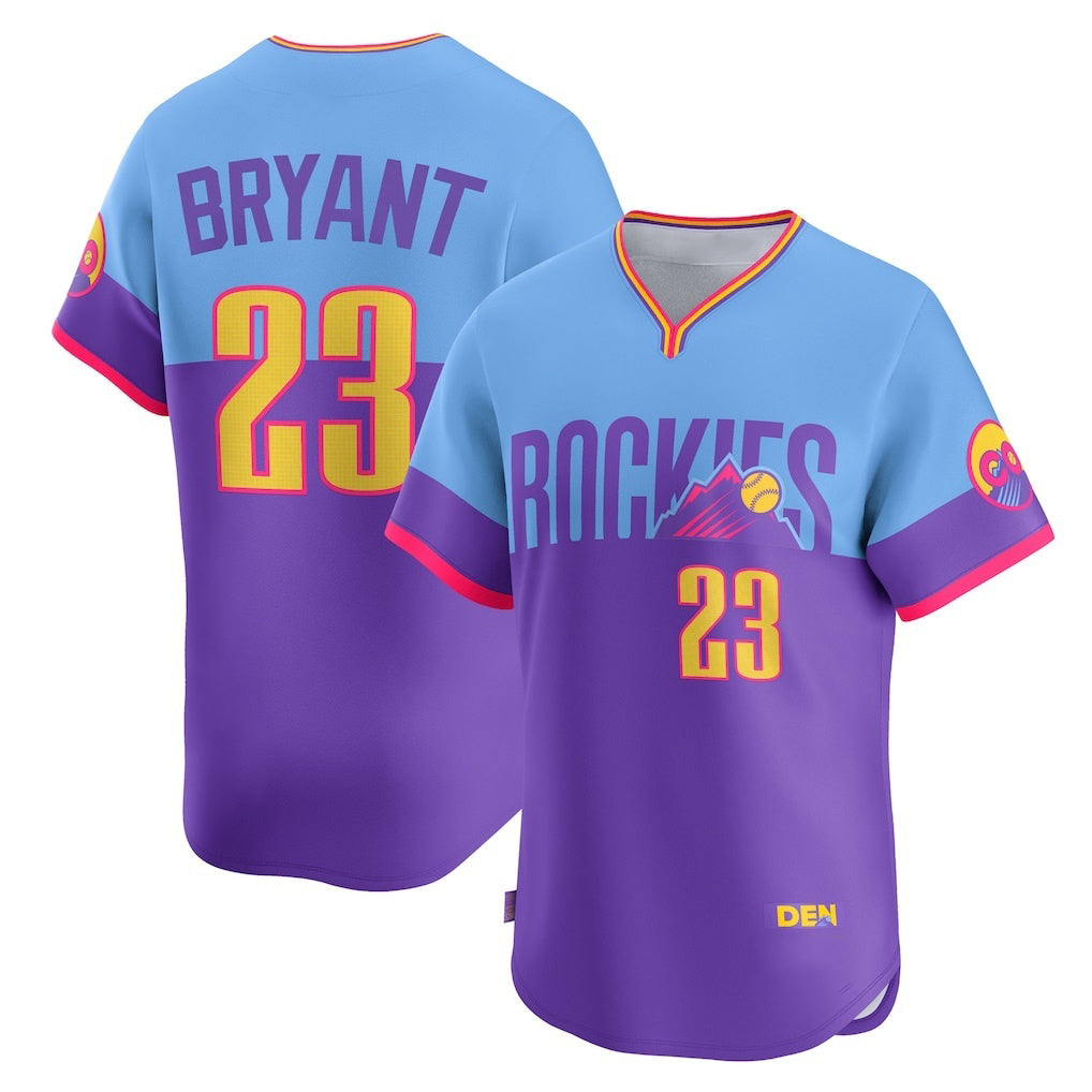 Colorado Rockies #23 Kris Bryant Purple-Light Blue Puhics 2025 City Connect Limited Player Jersey