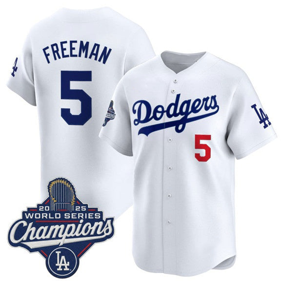 Los Angeles Dodgers #5 Freddie Freeman White Puhics 2025 Champions Stitched Jersey