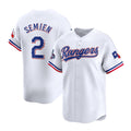 Texas Rangers #2 Marcus Semien White Puhics 2023 World Series Champions Stitched Jersey