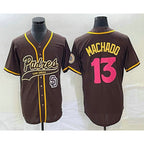 San Diego Padres #13 Manny Machado Brown Puhics NEW 2023 City Connect Cool Base Stitched Jersey