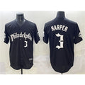 Philadelphia Phillies #3 Bryce Harper Black Puhics Gothic Vapor Limited Stitched Jersey