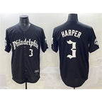 Philadelphia Phillies #3 Bryce Harper Black Puhics Gothic Vapor Limited Stitched Jersey