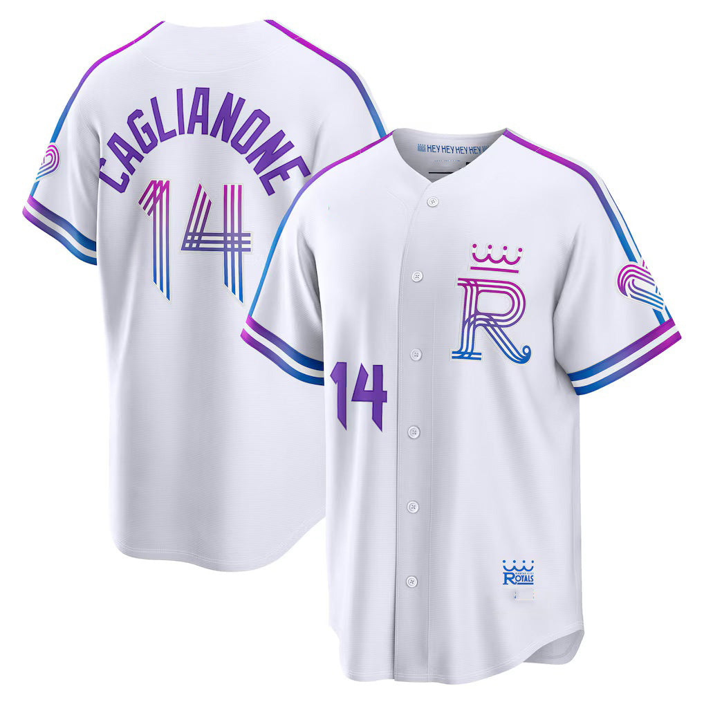Kansas City Royals #14 Jac Caglianone White Puhics 2026 City Connect Stadium Jersey