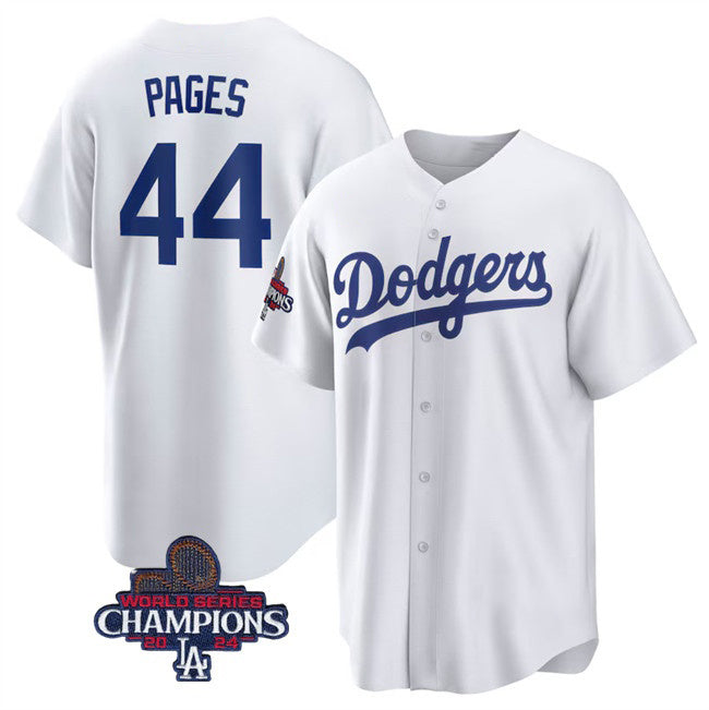Los Angeles Dodgers #44 Andy Pages White Puhics 2024 World Series Cool Base Stitched Jersey