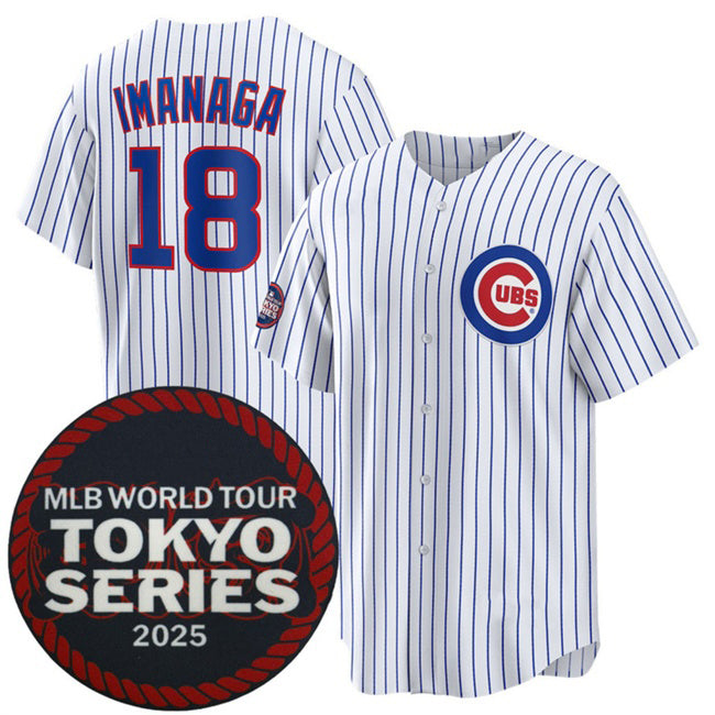 Chicago Cubs #18 Sh¨­ta Imanaga White Puhics 2025 World Tour Tokyo Series Home Stitched Jersey