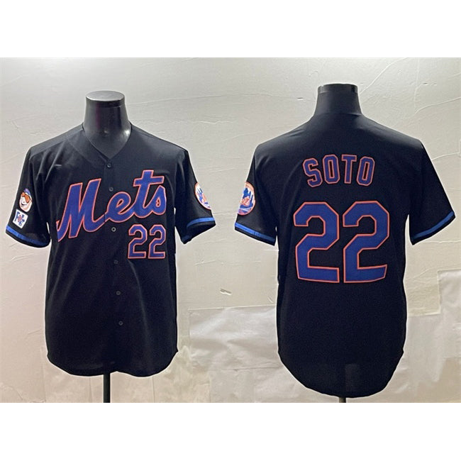 New York Mets #22 Juan Soto Black Puhics 2025 Spring Training Cool Base Stitched Jersey