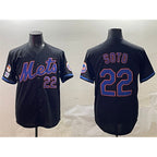 New York Mets #22 Juan Soto Black Puhics 2025 Spring Training Cool Base Stitched Jersey
