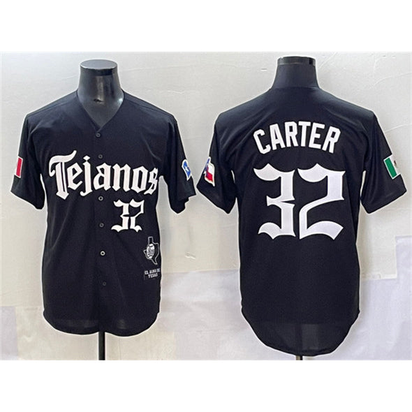 Texas Rangers #32 Evan Carter Black Puhics Mexico 2025 Vapor Premier Limited Stitched Jersey