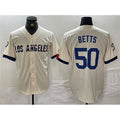 Los Angeles Dodgers #50 Mookie Betts Cream Puhics Stitched Jersey