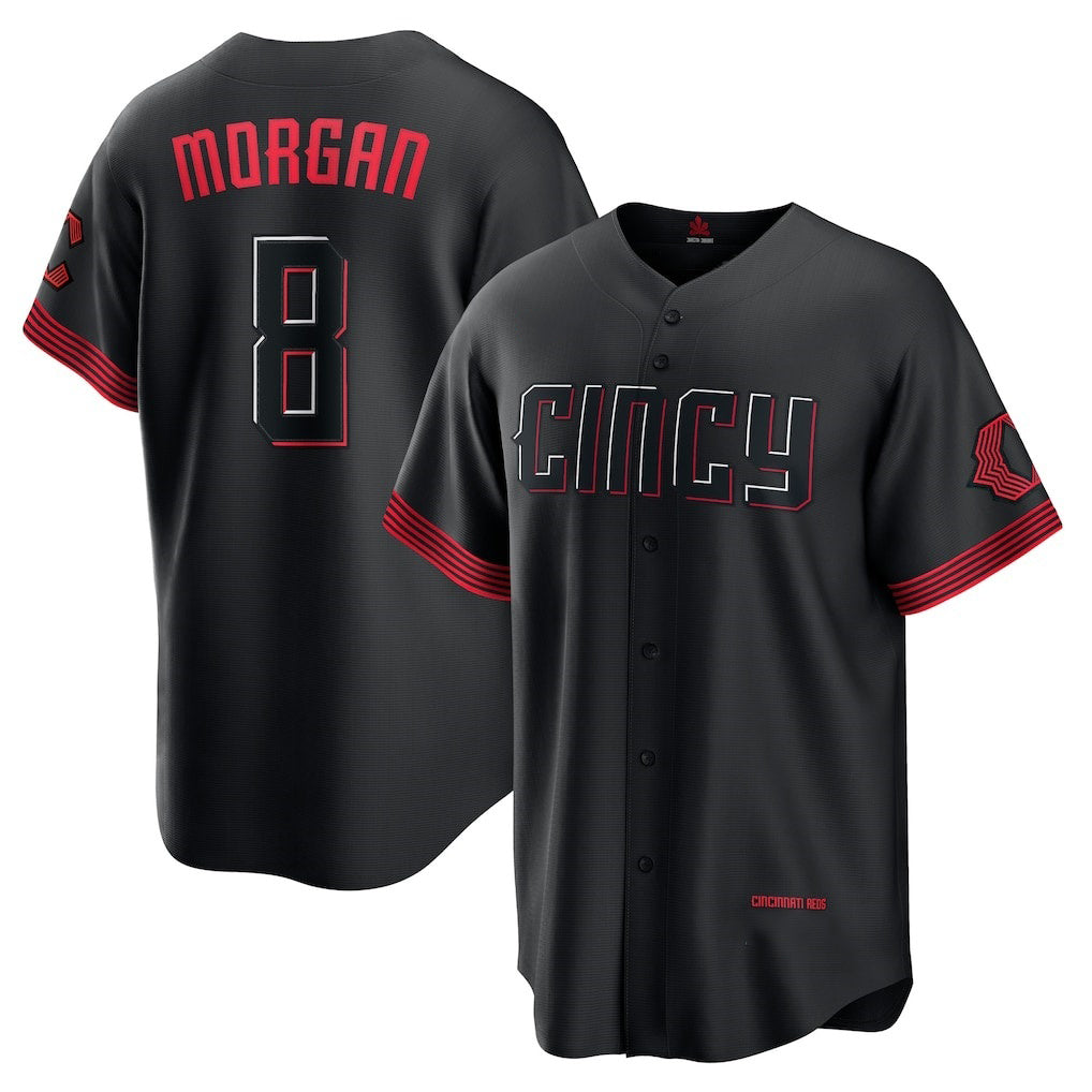 Cincinnati Reds #8 Joe Morgan Black Puhics City Connect Replica Player Jersey