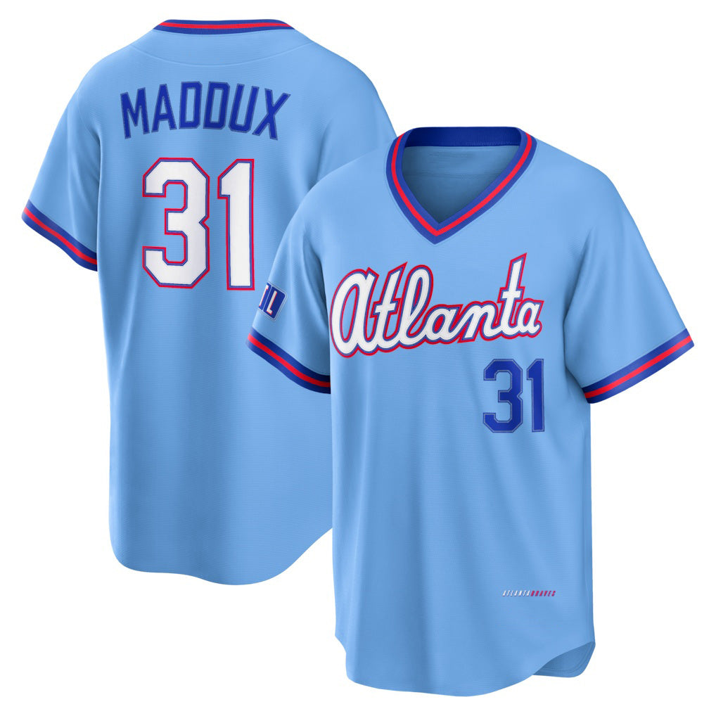 Atlanta Braves #31 Greg Maddux Powder Blue Puhics 2026 City Connect Stadium Jersey