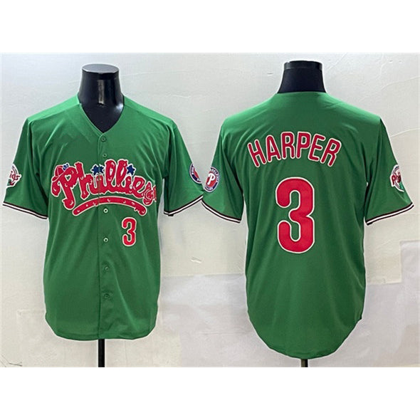 Philadelphia Phillies #3 Bryce Harper Green Puhics Phanatic Limited Stitched Jersey